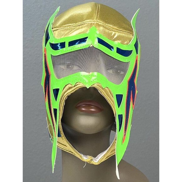 Mexican Lace-Up Gold ABISMO NEGRO Lucha Libre Wrestling MASK Luchador Costume - Picture 1 of 5